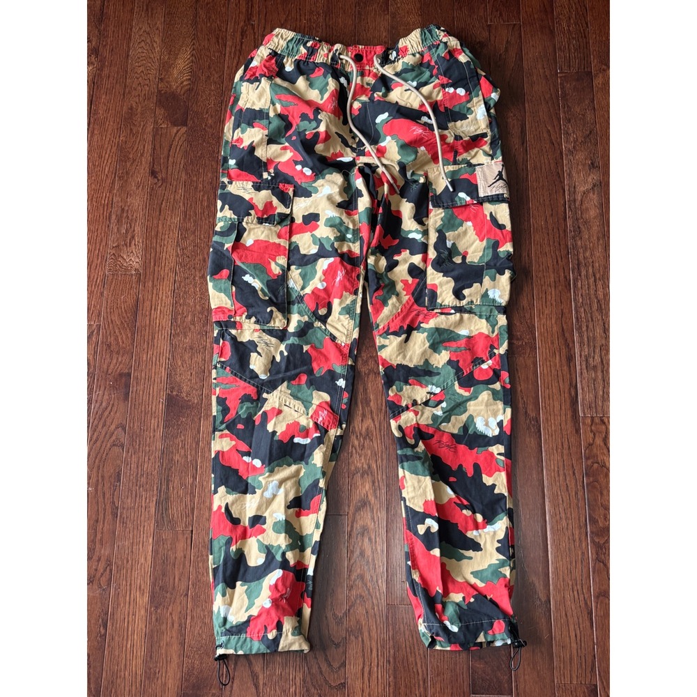 Jordan Essentials Flight Heritage Camo Cargo Pants Red Tan Green DC7450-246 XS